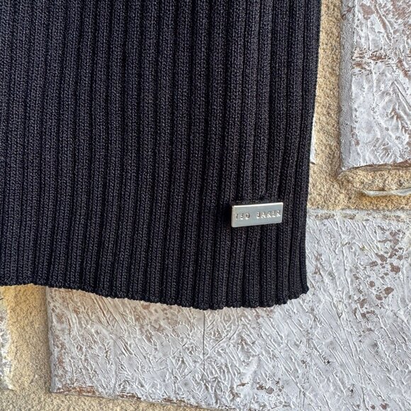 Ted Baker Long Sleeve Turtleneck Ribbed Knit Black Sweater Women's Size 2 - Picture 7 of 9